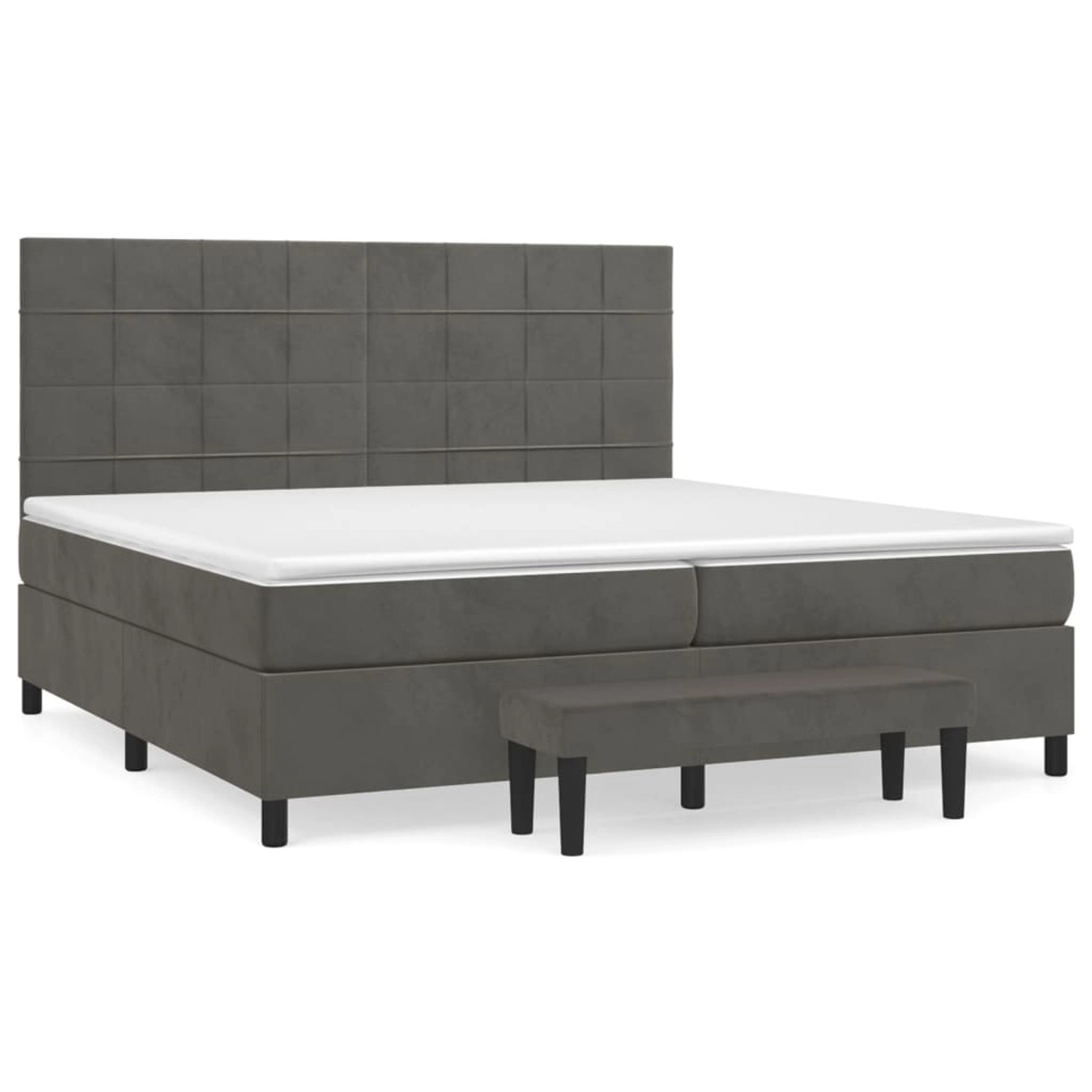 vidaXL Boxspringbett Boxspringbett mit Matratze Dunkelgrau 200x200 cm Samt günstig online kaufen