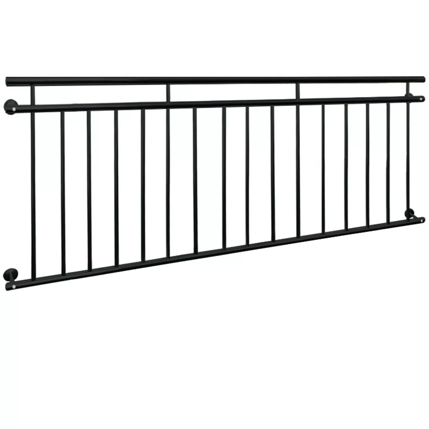 ECD Germany Französischer Balkon 225 x 90 cm mit 16 Füllstäben Schwarz günstig online kaufen