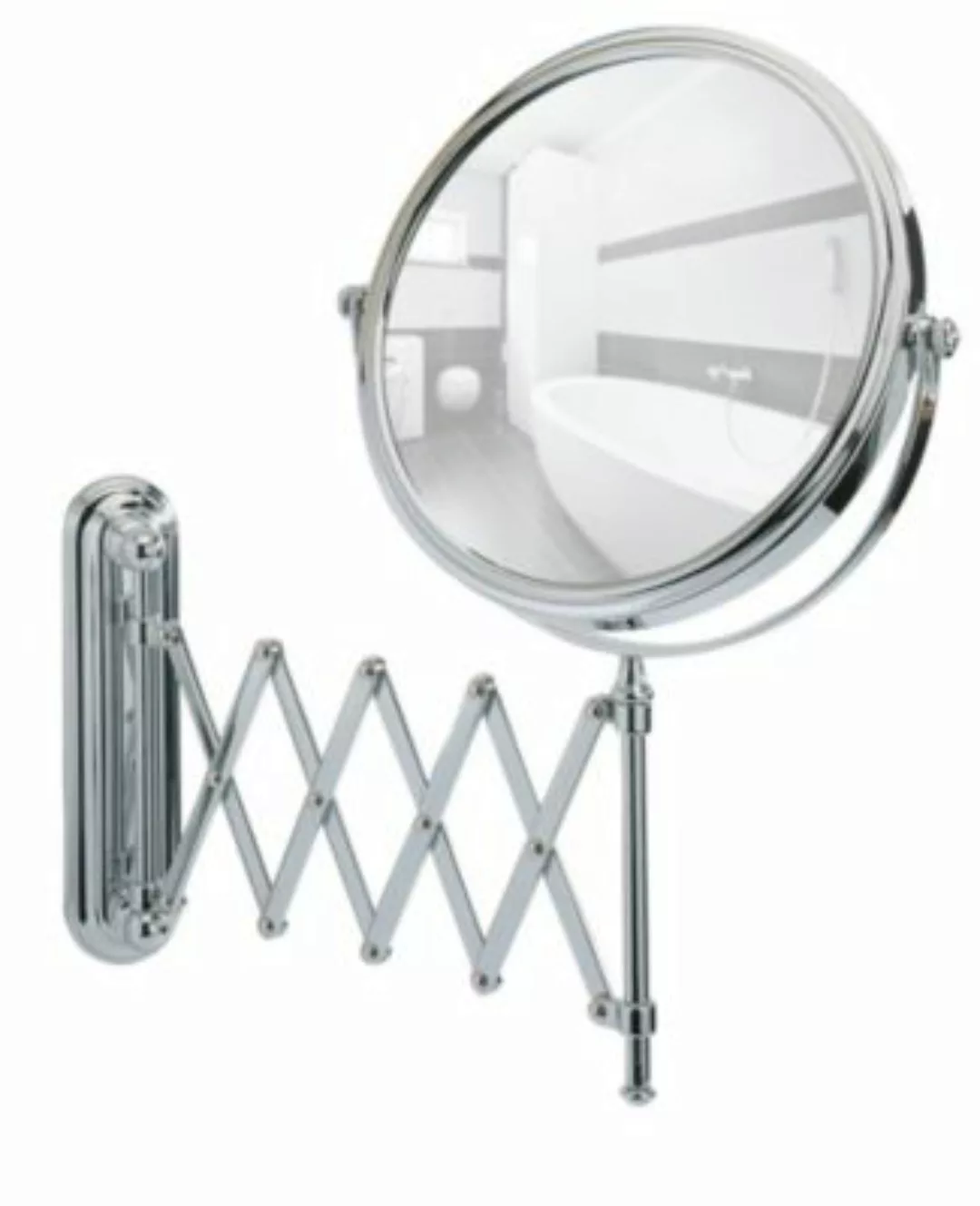 WENKO Kosmetikspiegel Deluxe Teleskop, Wandspiegel, 5-fach Vergrößerung sil günstig online kaufen