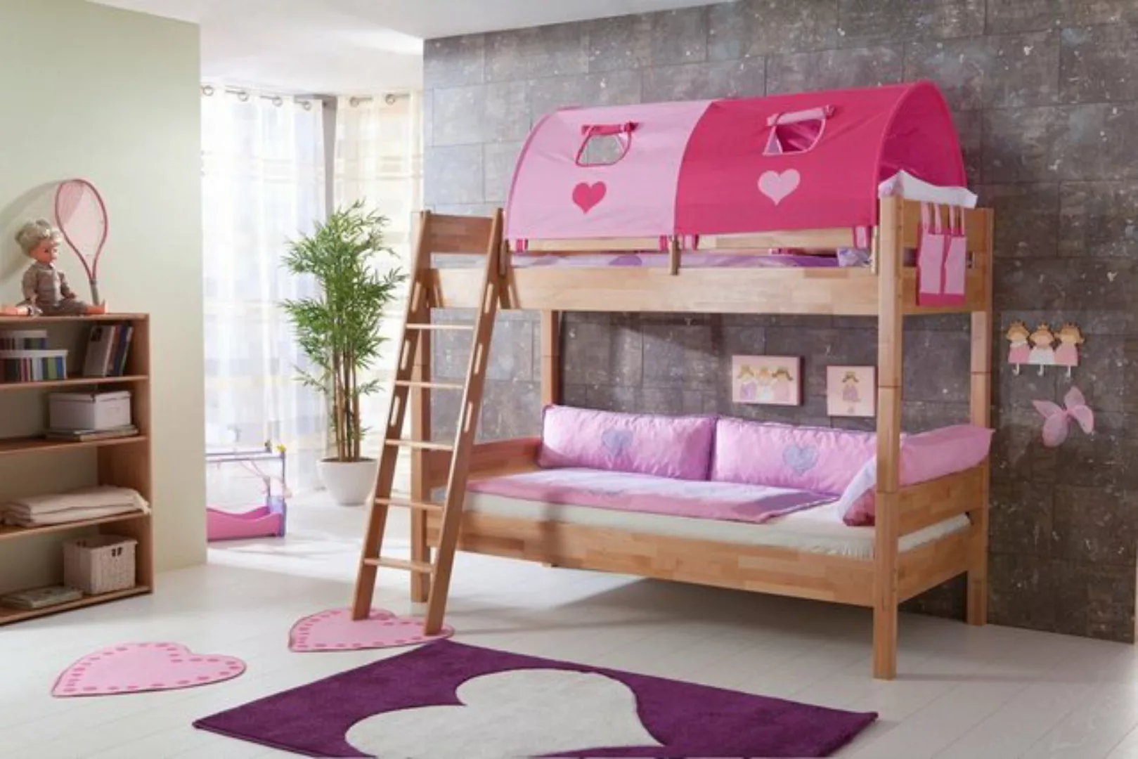 Natur24 Kinderbett Etagenbett Steffan Buche massiv Natur lackiert Bett mit günstig online kaufen