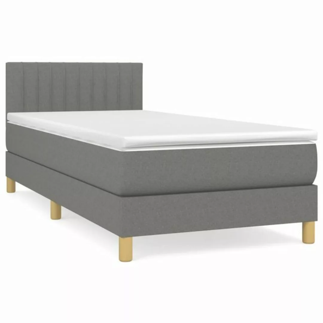 vidaXL Bettgestell Boxspringbett mit Matratze Dunkelgrau 90x190 cm Stoff Be günstig online kaufen