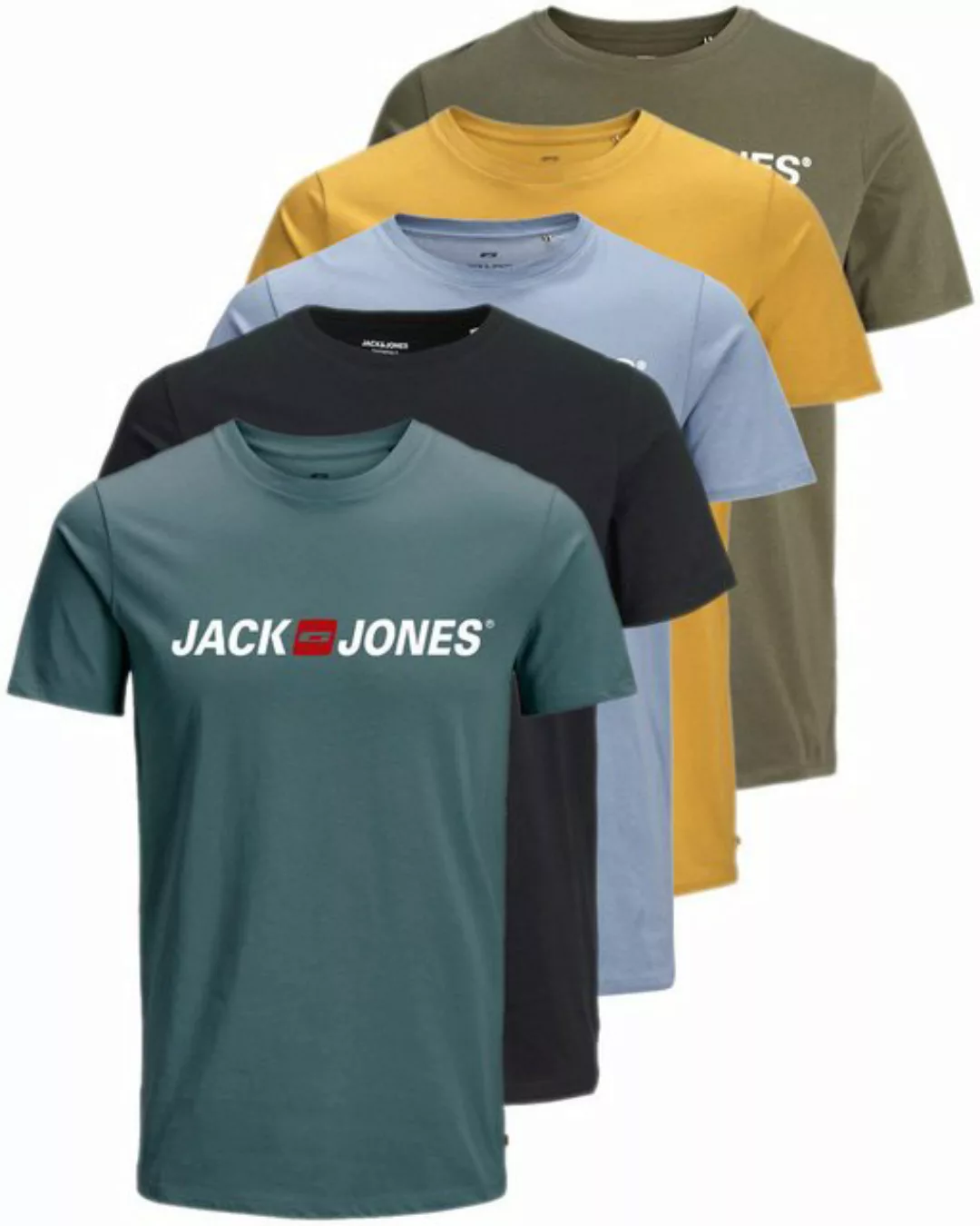 Jack & Jones Print-Shirt Bedrucktes T-Shirt aus Baumwolle (5er-Pack) günstig online kaufen
