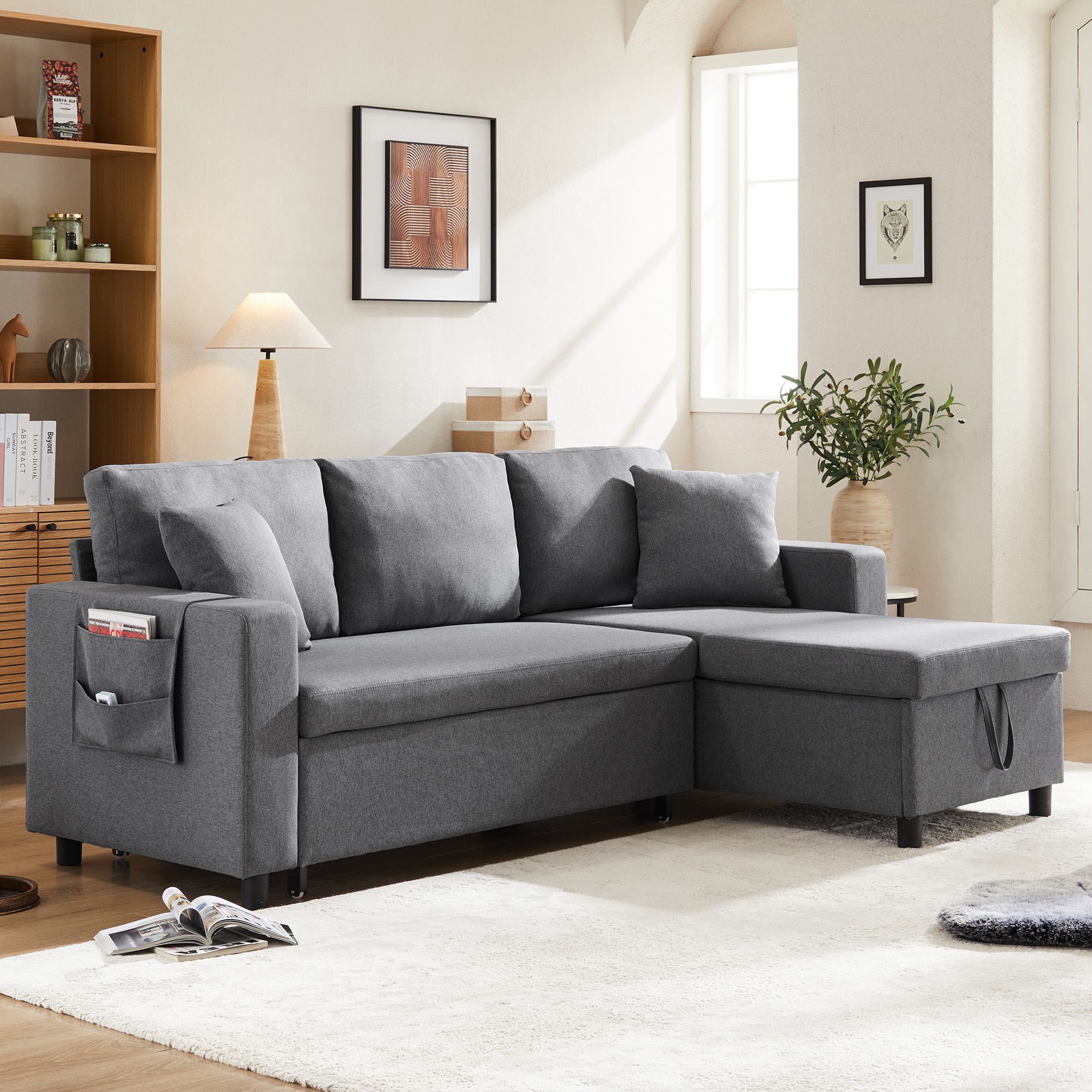 Multifunktionales Schlafsofa mit reversibler Chaise Longue, verstecktem Sta günstig online kaufen