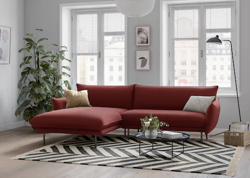 andas Ecksofa "Stine L-Form", Besonderes Design durch Kissenoptik und Keder günstig online kaufen