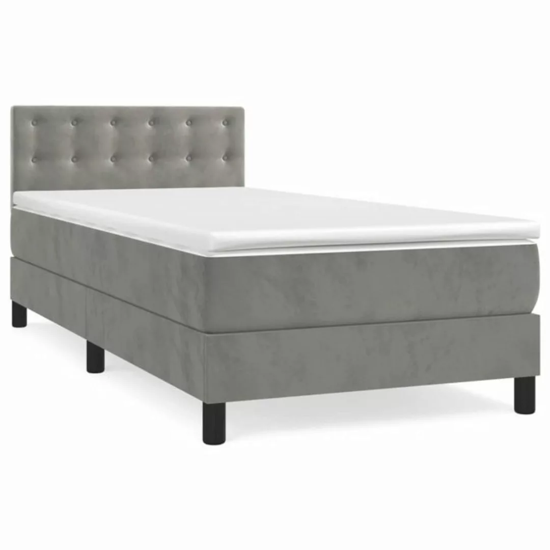 vidaXL Boxspringbett Boxspringbett mit Matratze Hellgrau 100x200 cm Samt Be günstig online kaufen