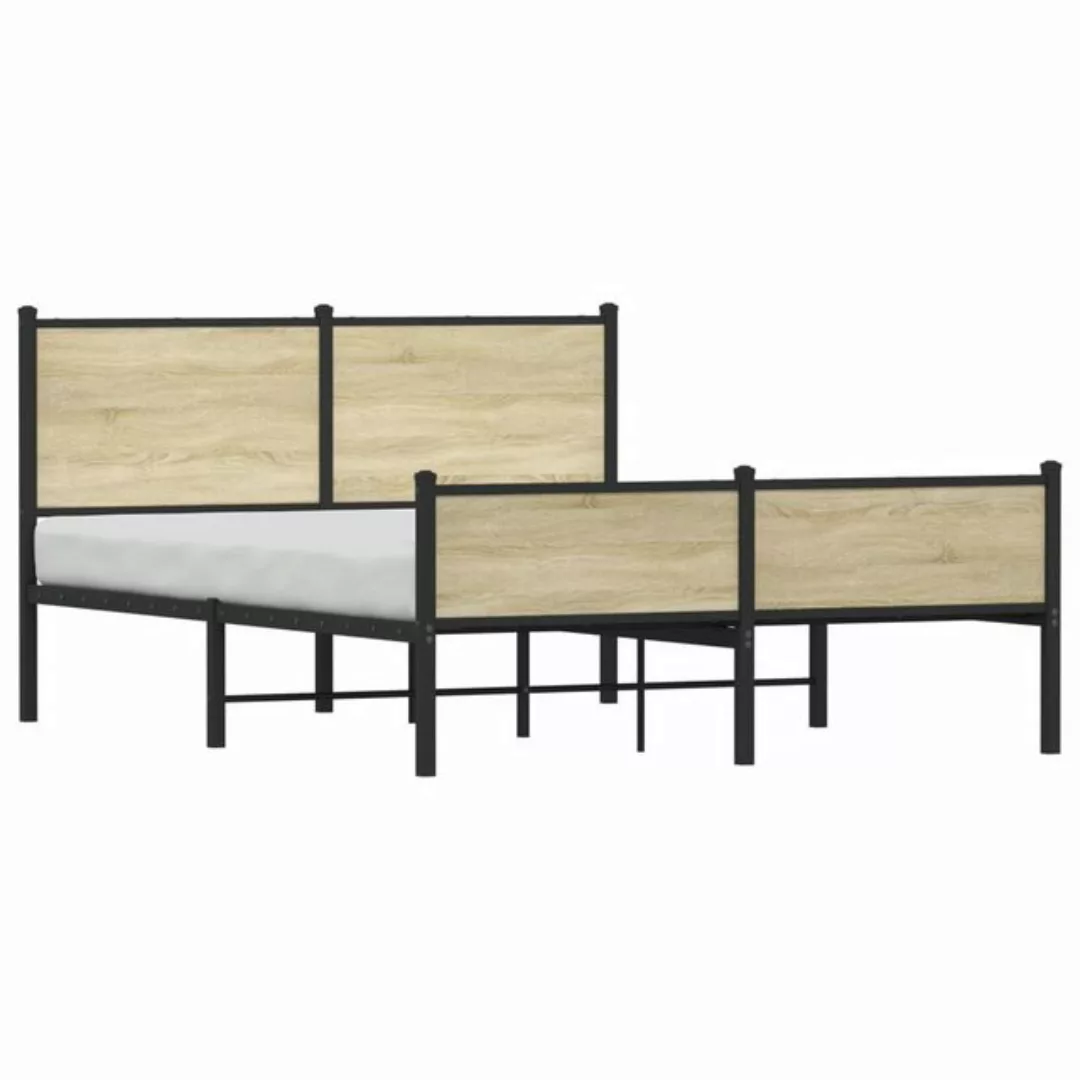 vidaXL Bett Metallbett ohne Matratze Sonoma-Eiche 150x200 cm günstig online kaufen