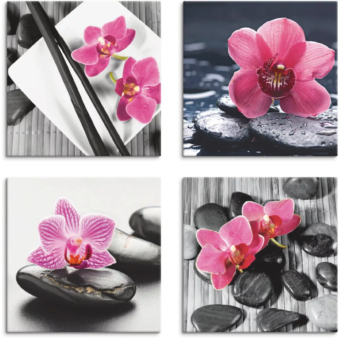 Artland Leinwandbild »Asiatische Komposition Orchidee Zen«, Zen, (4 St.) günstig online kaufen