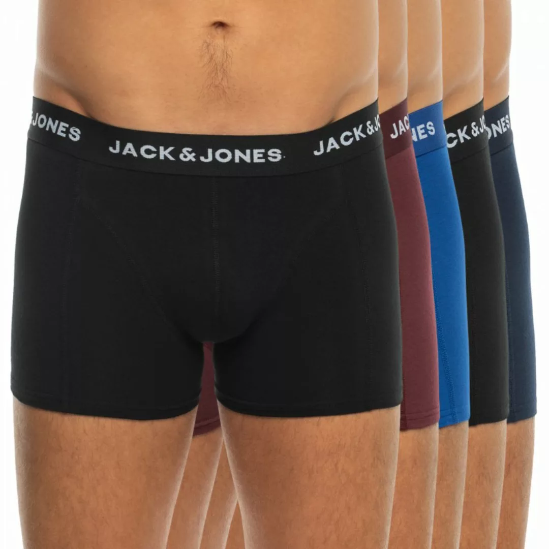 Jack & Jones 5-er Set Trunks Schwarz, Blau & Bordeaux günstig online kaufen