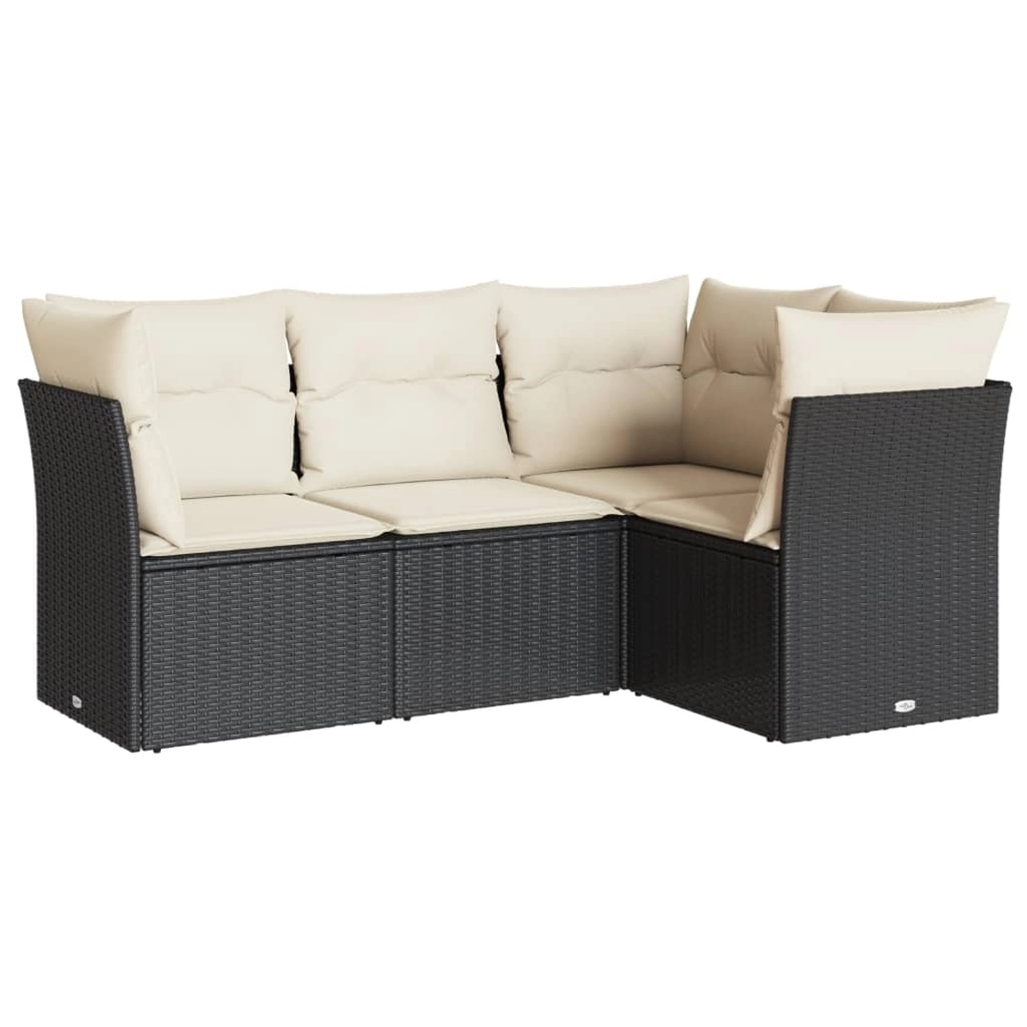 vidaXL 4-Tlg Garten-Sofagarnitur mit Kissen Schwarz Poly Rattan 3249415 günstig online kaufen