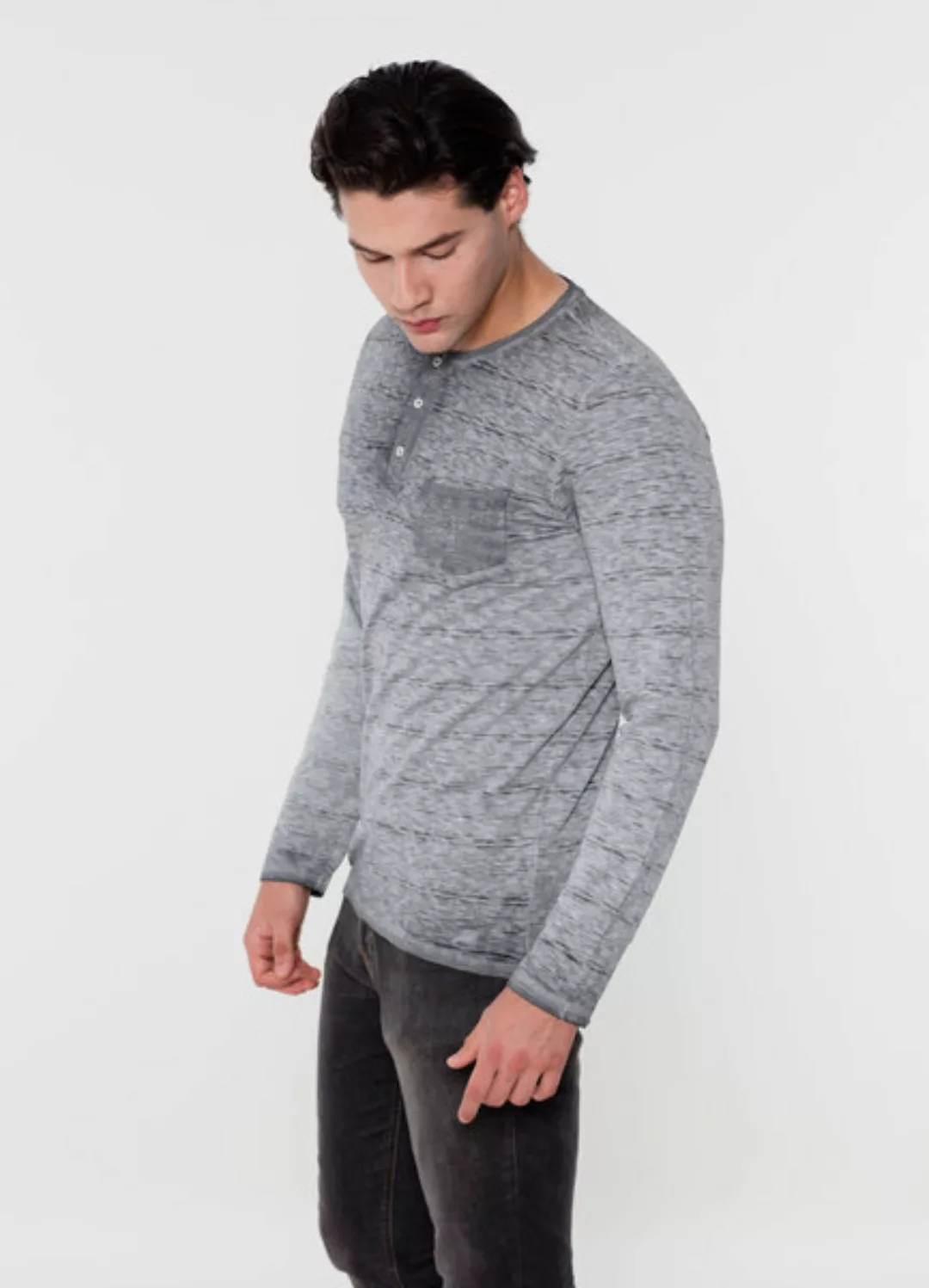 Mor-4067 Herren Garment Dyed Langarm T-shirt günstig online kaufen