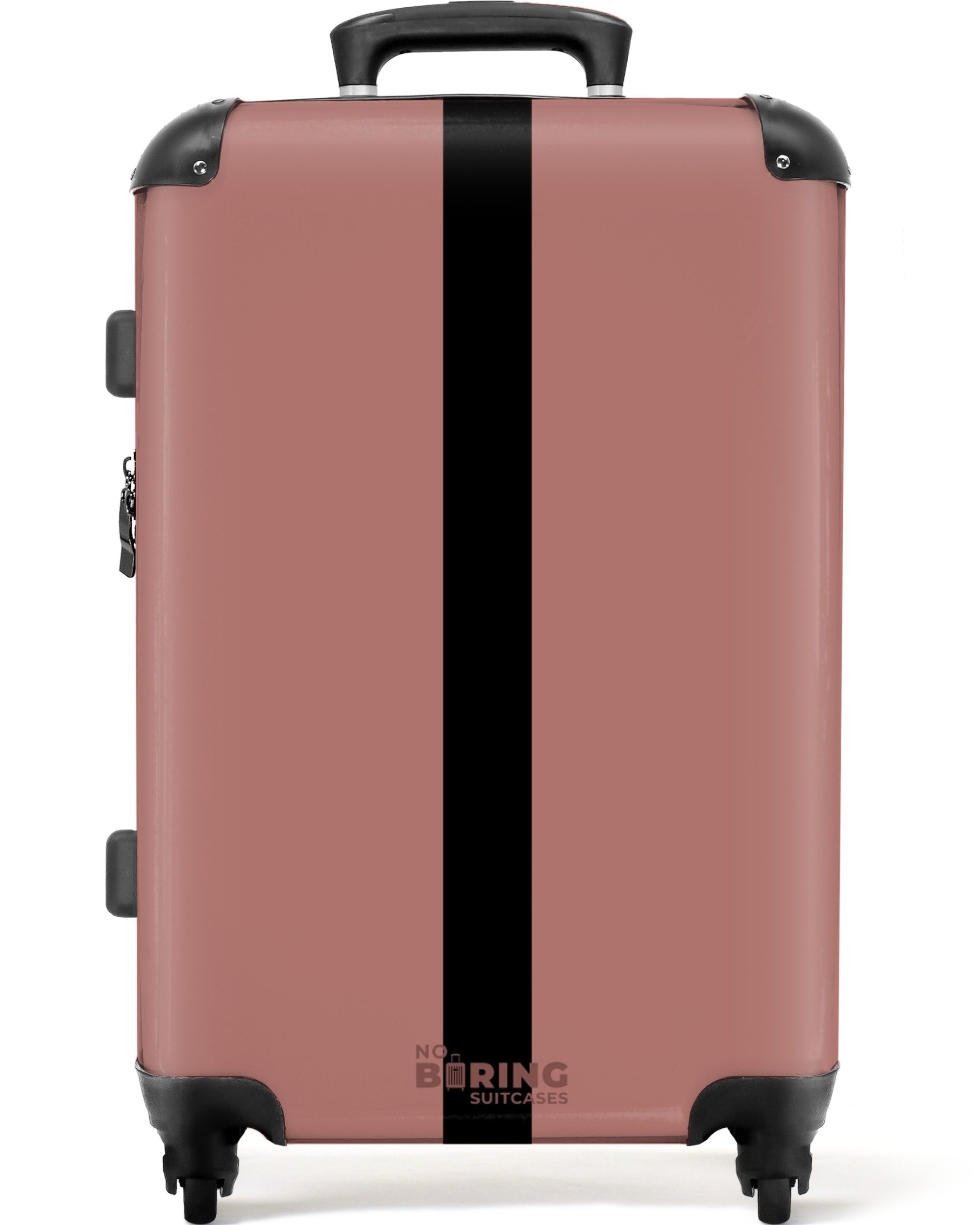 NoBoringSuitcases.com© Hartschalen-Trolley Rosa mit schwarzem Streifen günstig online kaufen