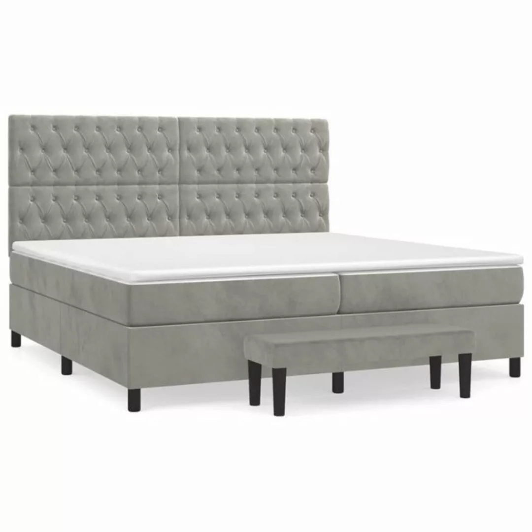 vidaXL Boxspringbett Boxspringbett mit Matratze Hellgrau 200x200 cm Samt Be günstig online kaufen