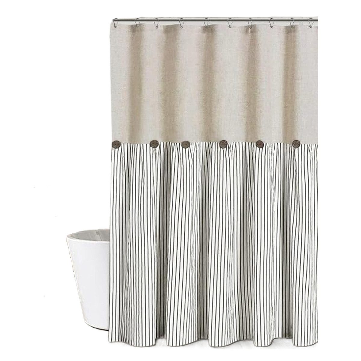 Coonoor Duschvorhang Bauernhaus Duschvorhang Gestreiftes Design, günstig online kaufen