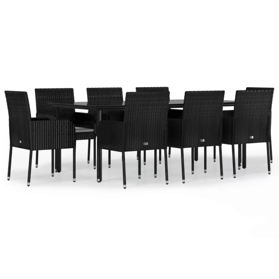 Vidaxl 9-tlg. Garten-lounge-set Mit Kissen Schwarz Poly Rattan günstig online kaufen