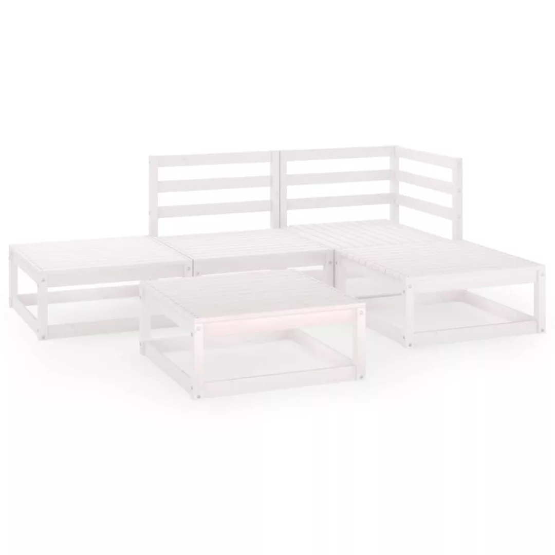 5-tlg. Garten-lounge-set Weiß Kiefer Massivholz günstig online kaufen