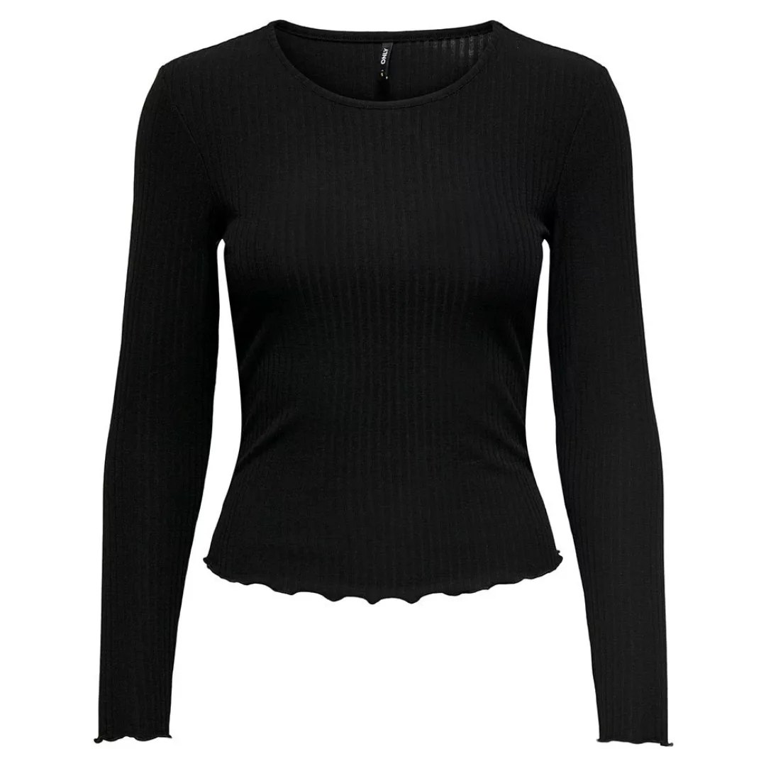 Only Nella Langärmliges, Geripptes T-shirt Mit O-ausschnitt XL Black günstig online kaufen