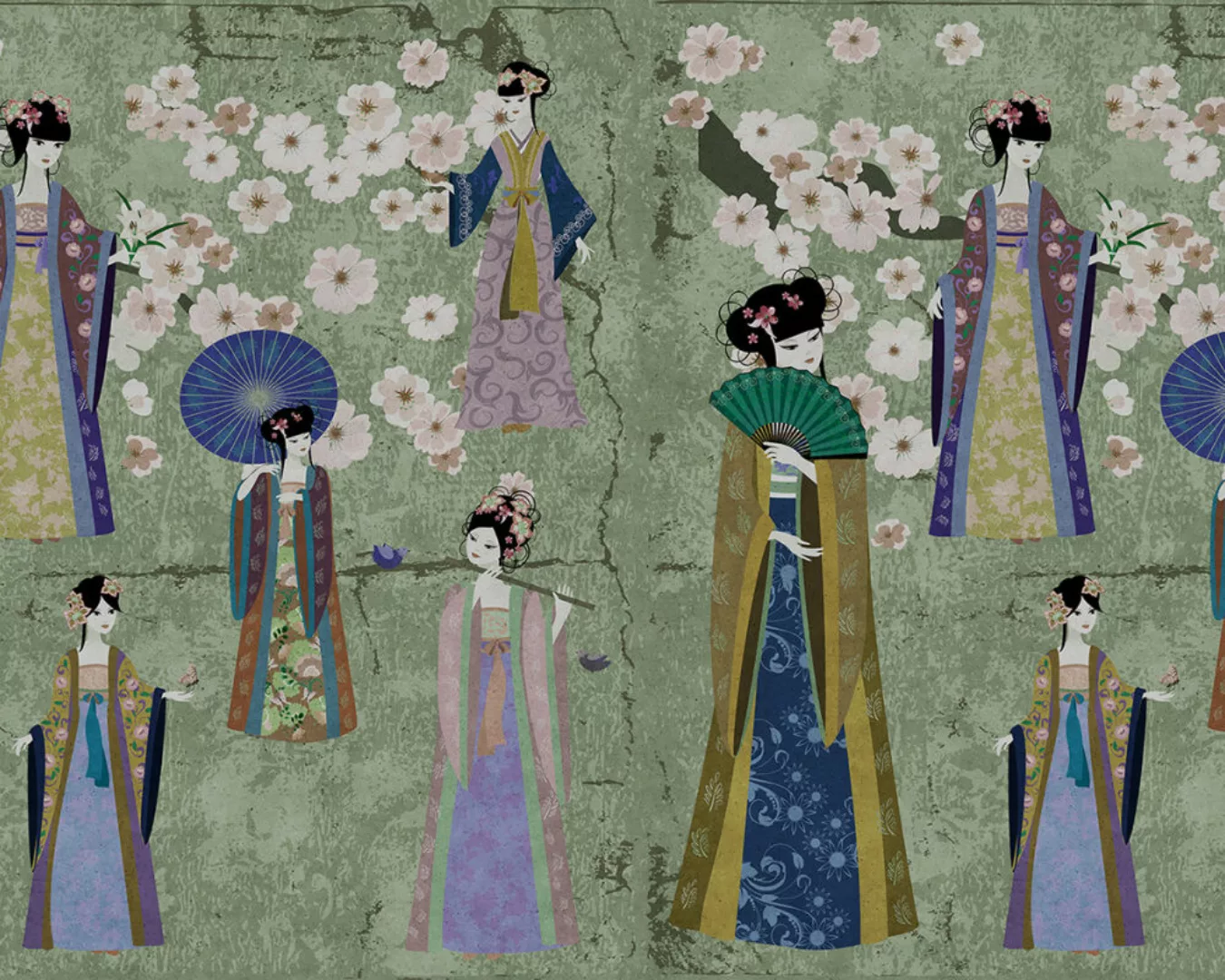 Fototapete "kimono 1" 5,00x2,70 m / Glattvlies Perlmutt günstig online kaufen