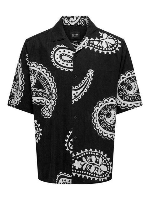 ONLY & SONS Kurzarmhemd Sommer Hemd mit Resort-Kragen 7729 in Schwarz günstig online kaufen
