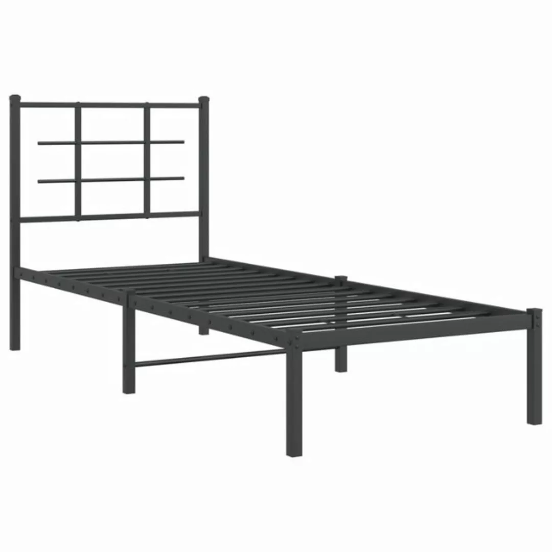 vidaXL Bett Bettgestell mit Kopfteil Metall Schwarz 75x190 cm günstig online kaufen