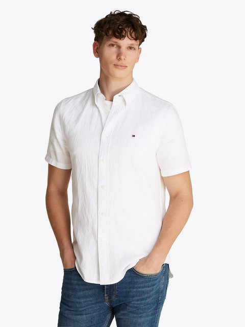 Tommy Hilfiger Kurzarmhemd "LINEN BLEND SOLID SS RF SHIRT", mit Button-down günstig online kaufen