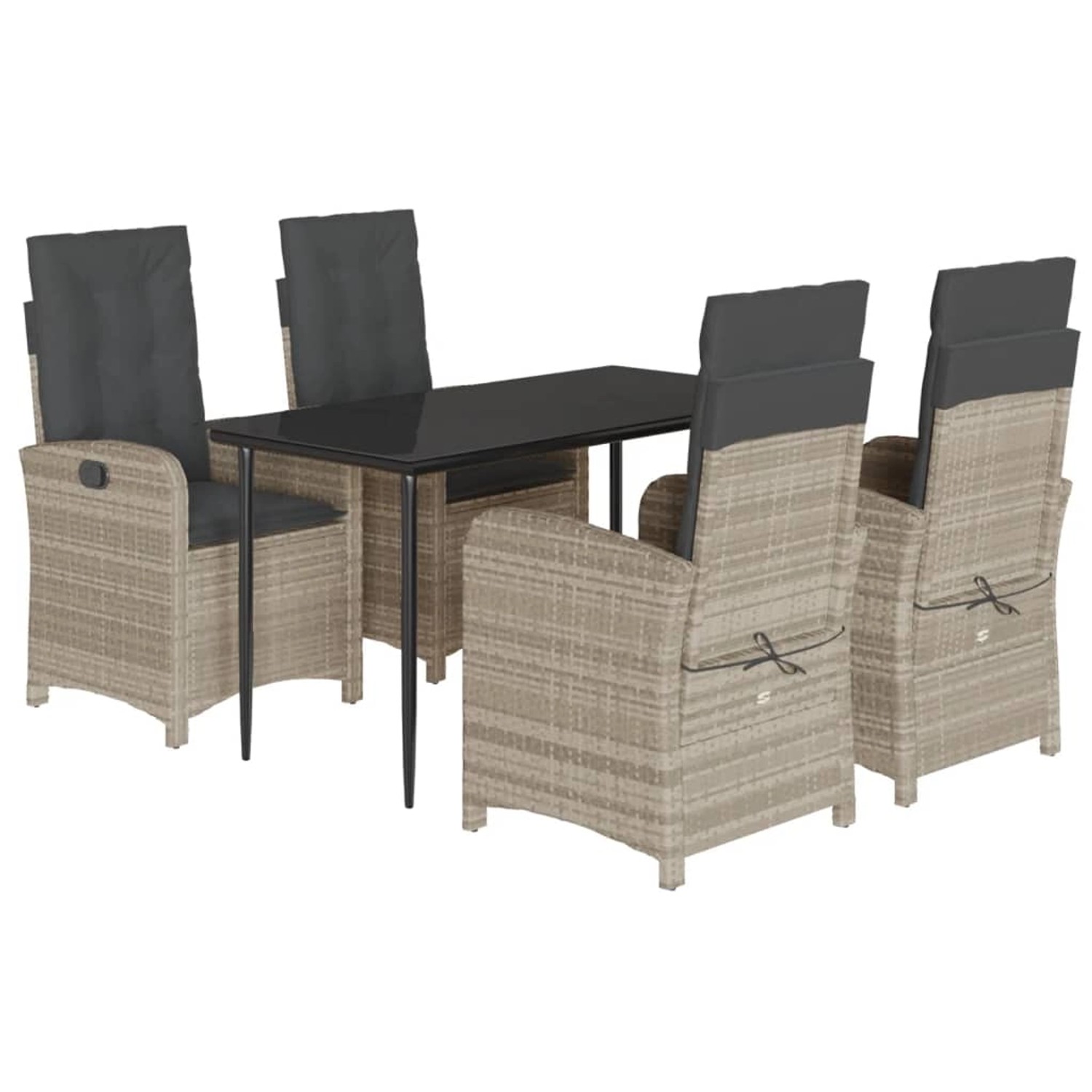 vidaXL 5-Tlg Garten-Essgruppe mit Kissen Hellgrau Poly Rattan 3212413 günstig online kaufen