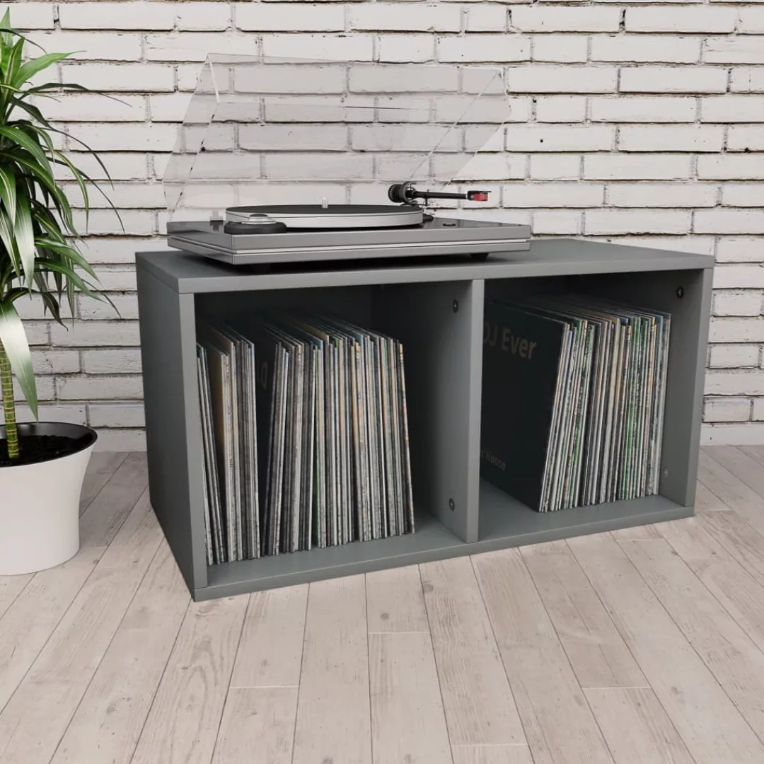 Schallplatten-aufbewahrungsbox Grau 71×34×36 Cm Spanplatte günstig online kaufen