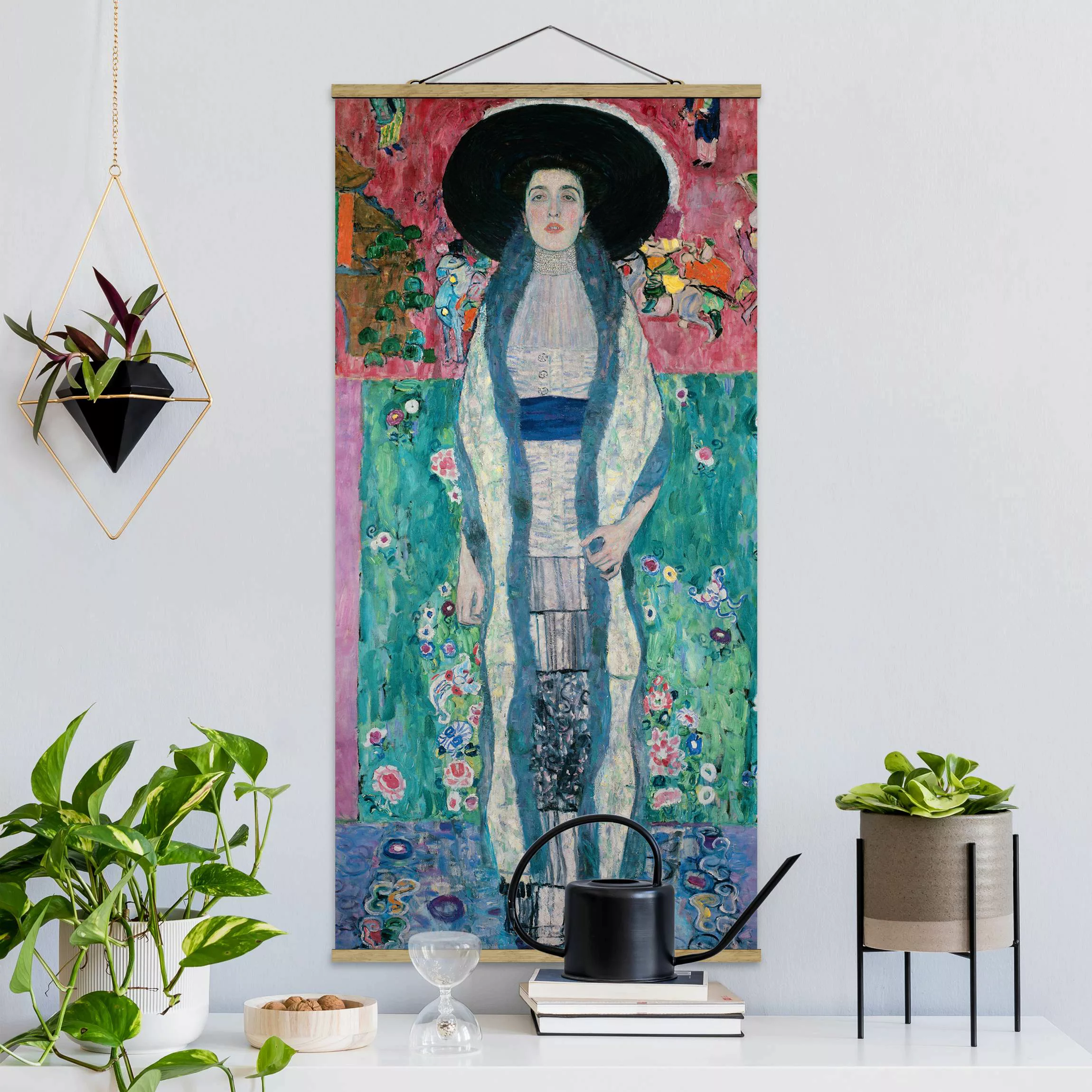 Stoffbild Kunstdruck mit Posterleisten - Hochformat Gustav Klimt - Adele Bl günstig online kaufen