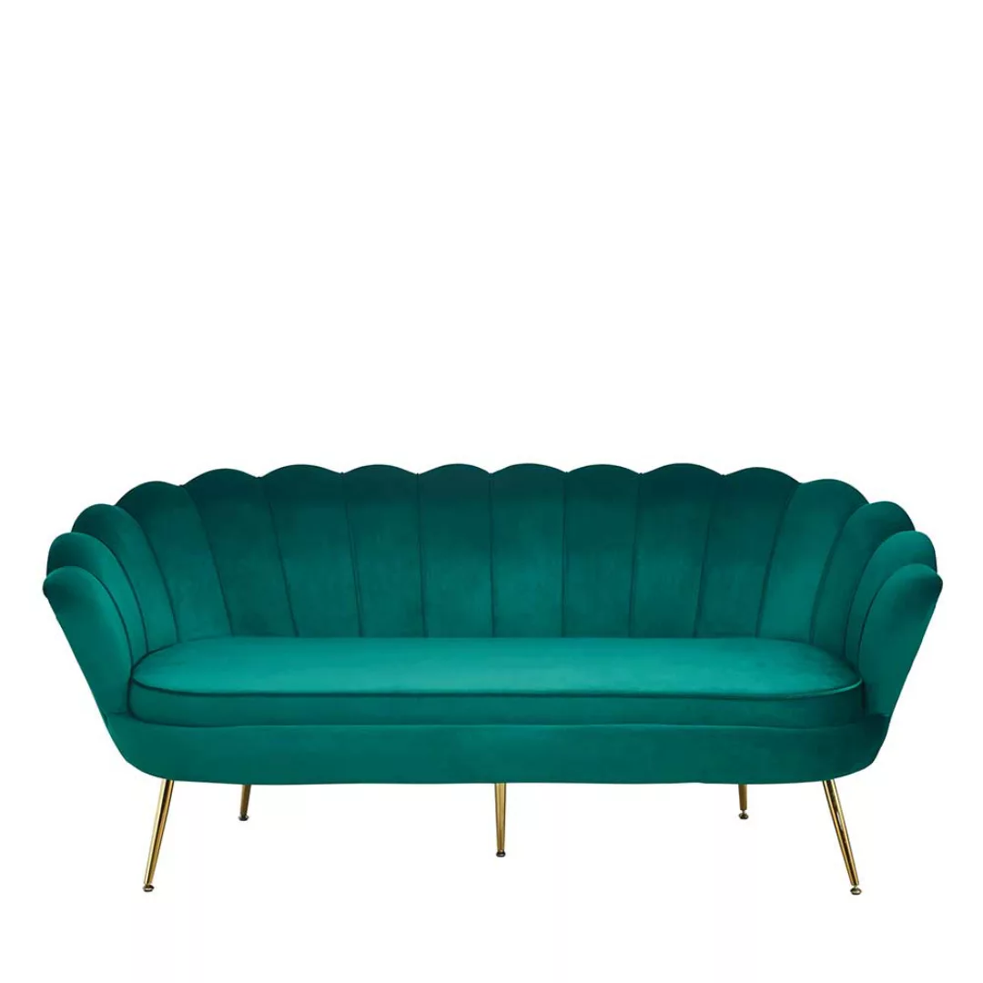 Muschel Sofa in Petrol und Goldfarben Samt günstig online kaufen