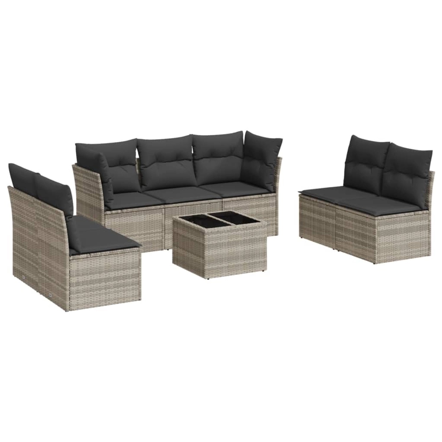 vidaXL 8-Tlg Garten-Sofagarnitur mit Kissen Hellgrau Poly Rattan 3249261 günstig online kaufen