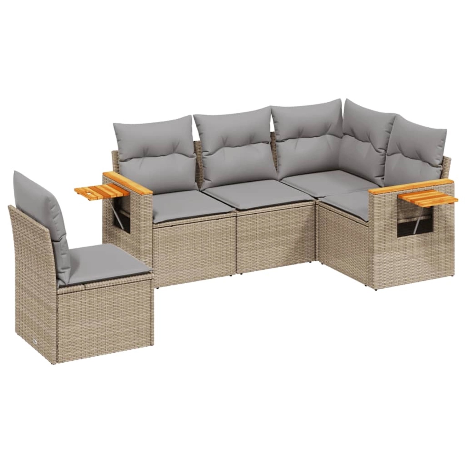 vidaXL 5-Tlg Garten-Sofagarnitur mit Kissen Beige Poly Rattan 3259217 günstig online kaufen