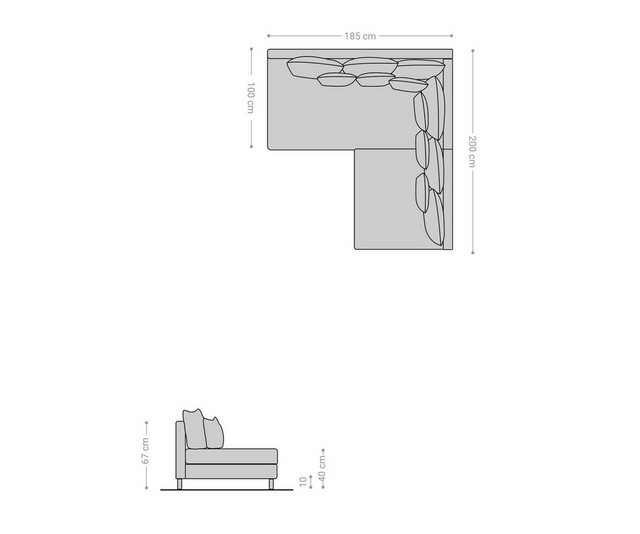 DELIFE Ecksofa Clovis, Grau Flachgewebe Ottomane Links modular günstig online kaufen