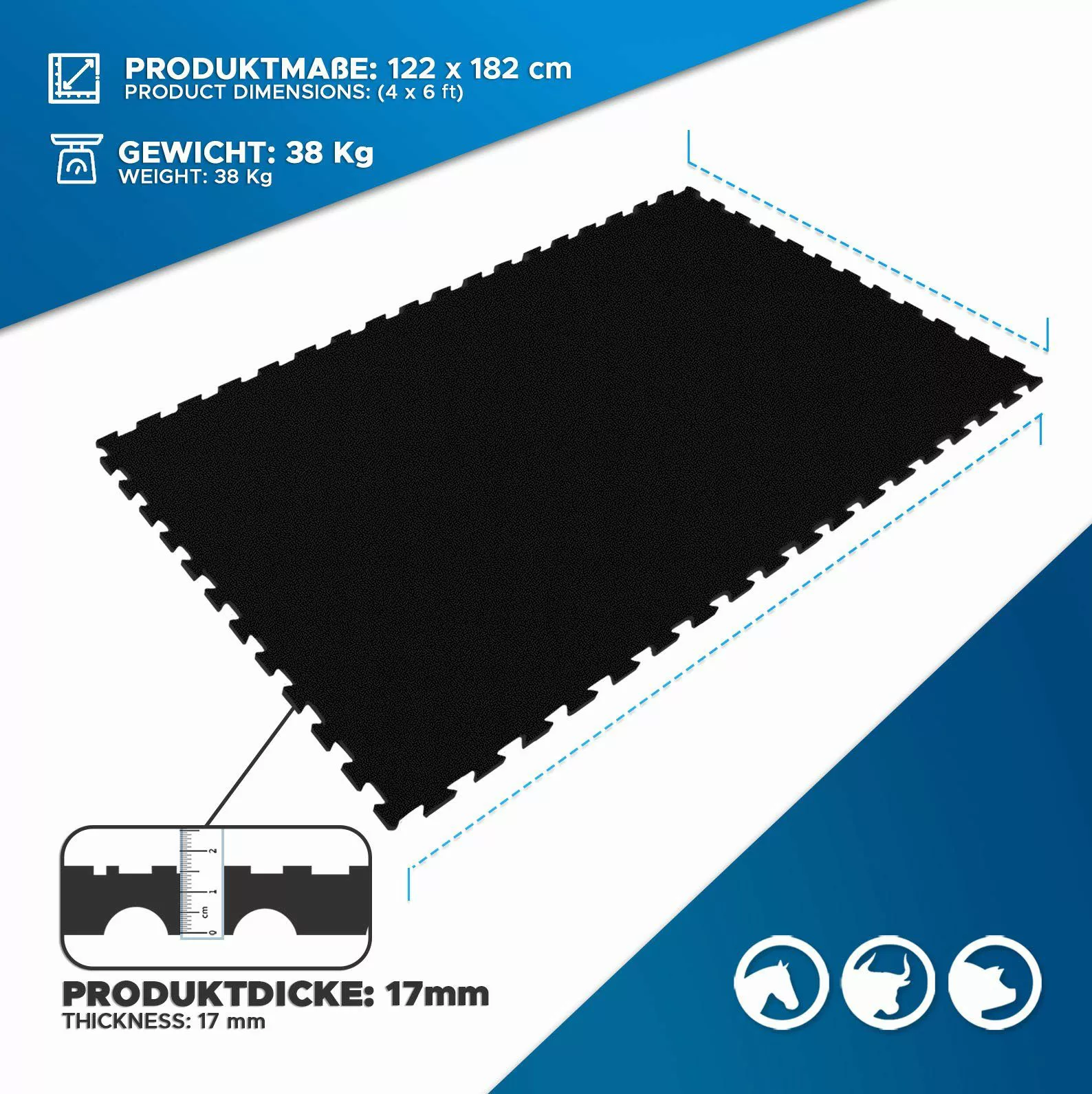 etm Bodenschutzmatte Puzzle-Stallmatte aus Gummi Pontiac, günstig online kaufen