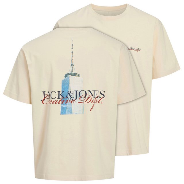 Jack & Jones Rundhalsshirt Große Größen T-Shirt Rückenprint creme JORBOSTON günstig online kaufen