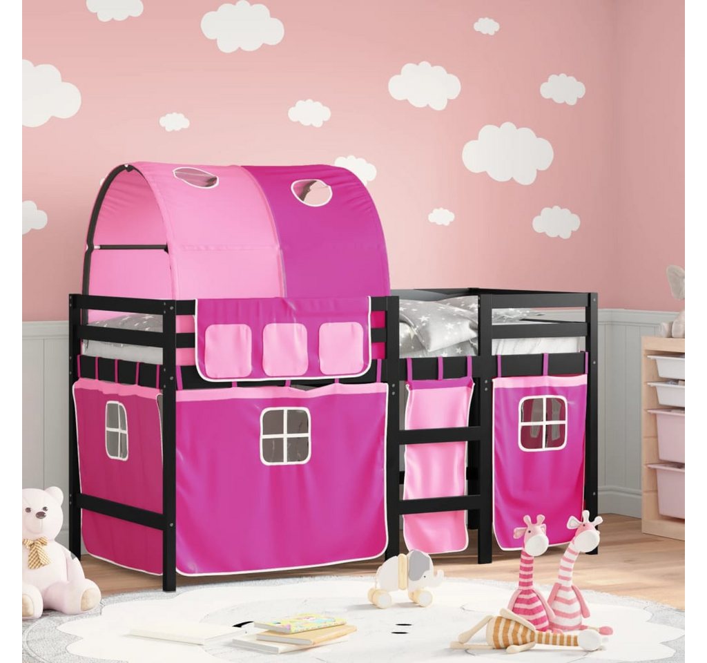 vidaXL Kinderbett Kinderhochbett mit Tunnel Rosa 90x190 cm Massivholz Kiefe günstig online kaufen