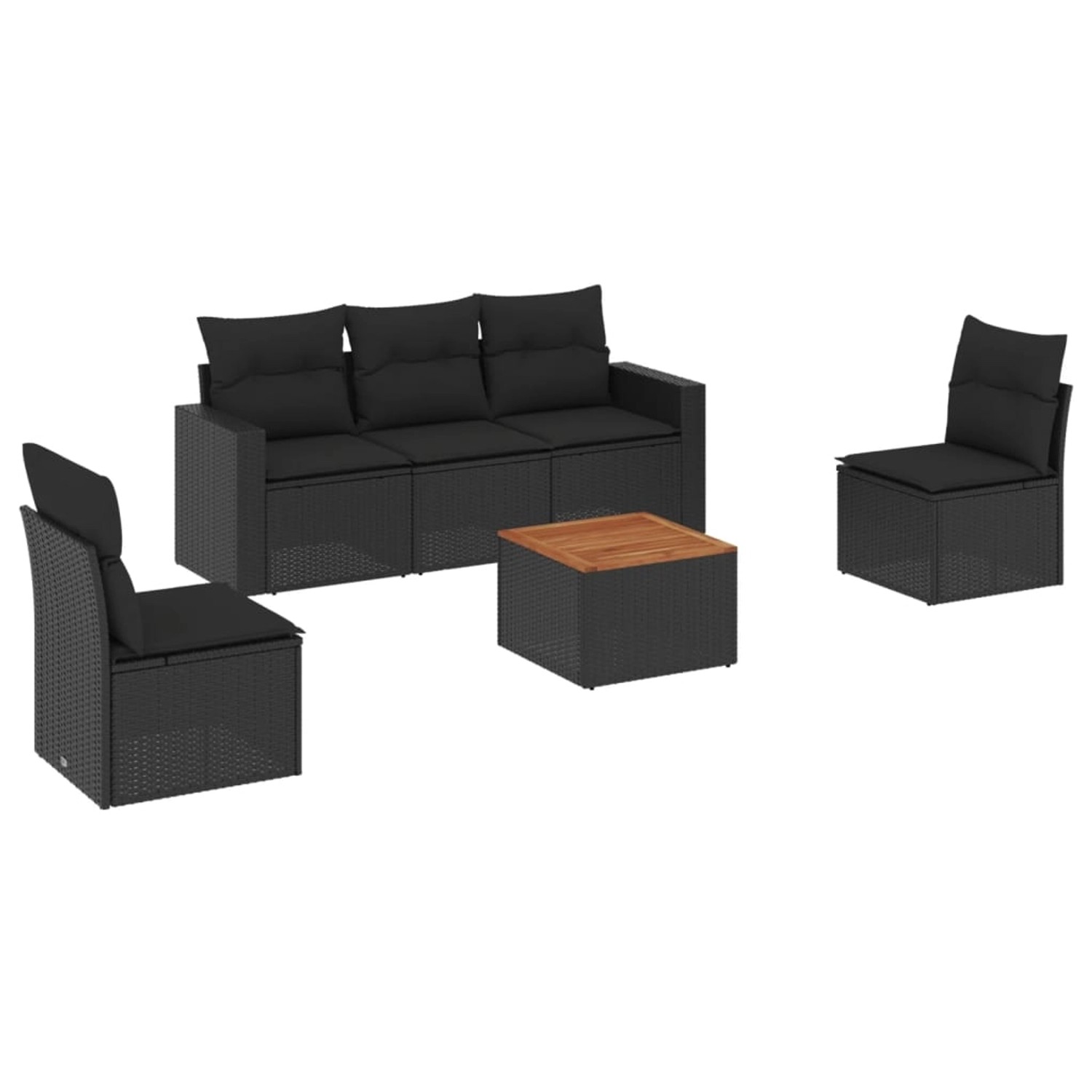 vidaXL 6-tlg Garten-Sofagarnitur mit Kissen Schwarz Poly Rattan Modell 72 günstig online kaufen