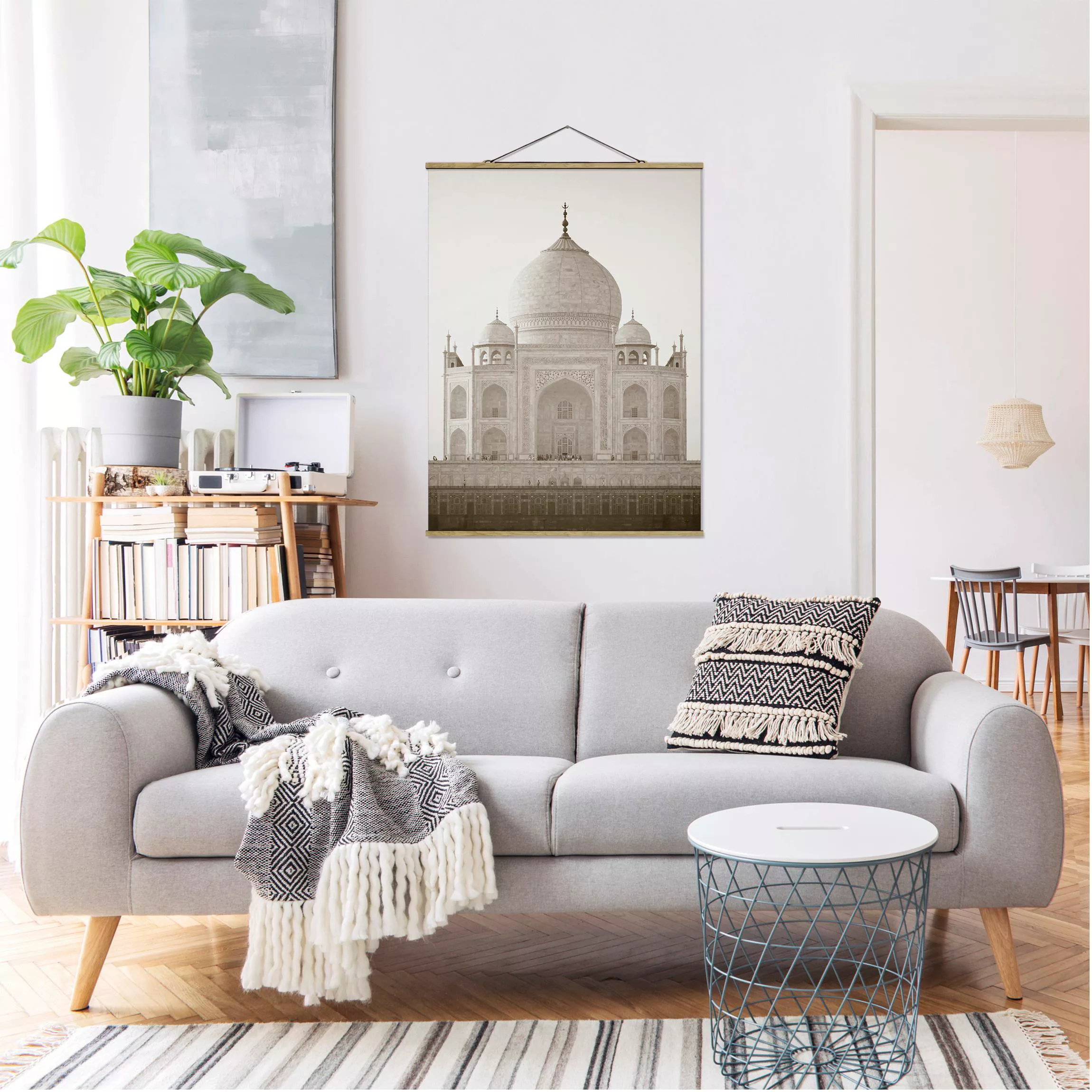 Stoffbild Architektur mit Posterleisten - Hochformat Taj Mahal günstig online kaufen