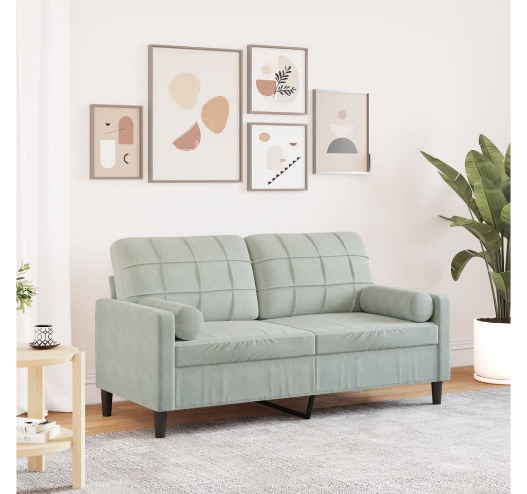 vidaXL Sofa, 2-Sitzer-Sofa mit Zierkissen Hellgrau 140 cm Samt günstig online kaufen