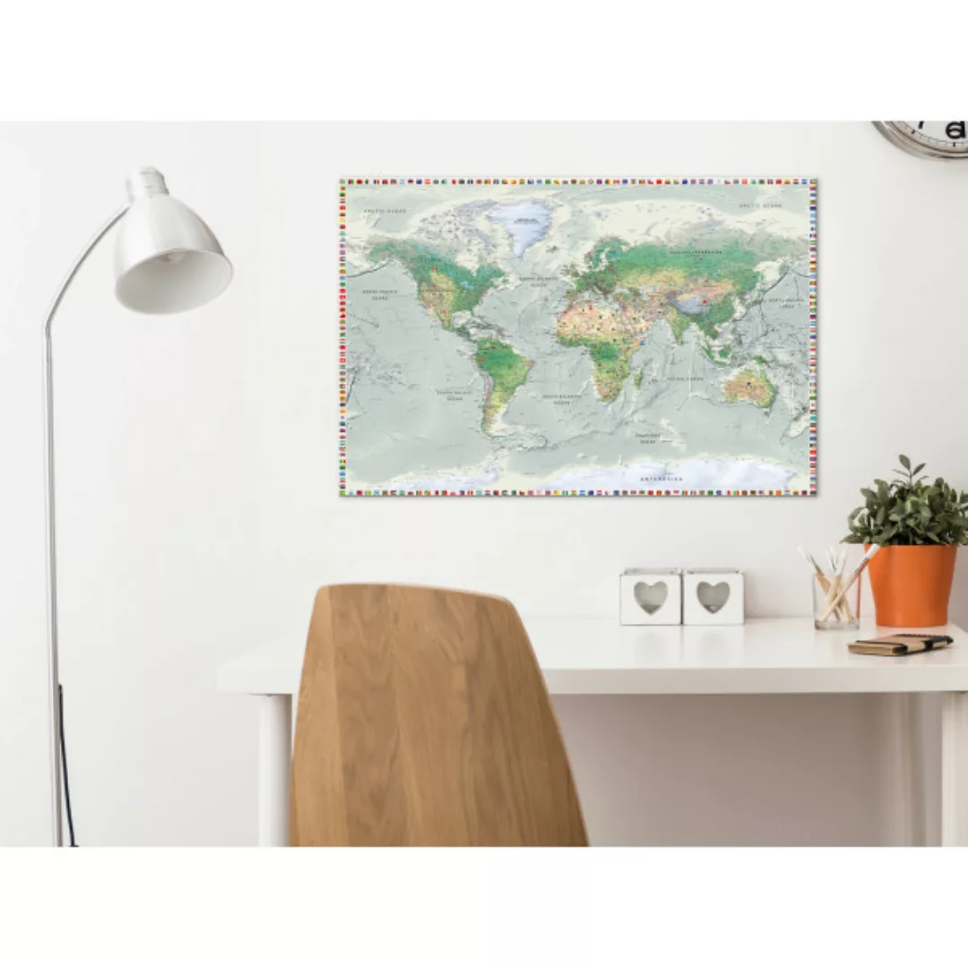Bild auf Leinwand World Map: Graphite Currents XXL günstig online kaufen