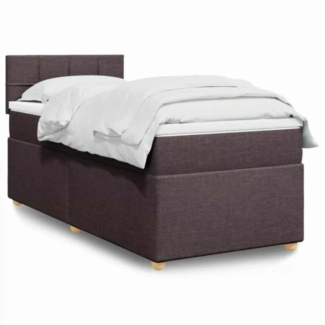 vidaXL Boxspringbett, Boxspringbett mit Matratze Dunkelbraun 90x200 cm Stof günstig online kaufen