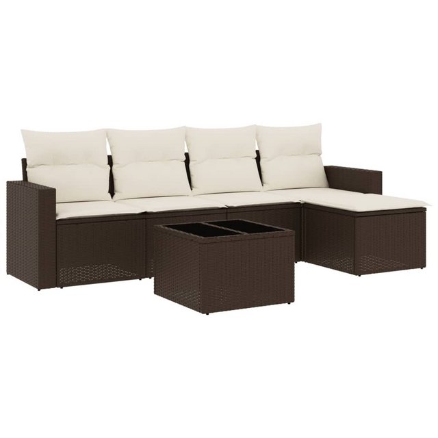 vidaXL Sofaelement 6-tlg. Garten-Sofagarnitur mit Kissen Braun Poly Rattan günstig online kaufen