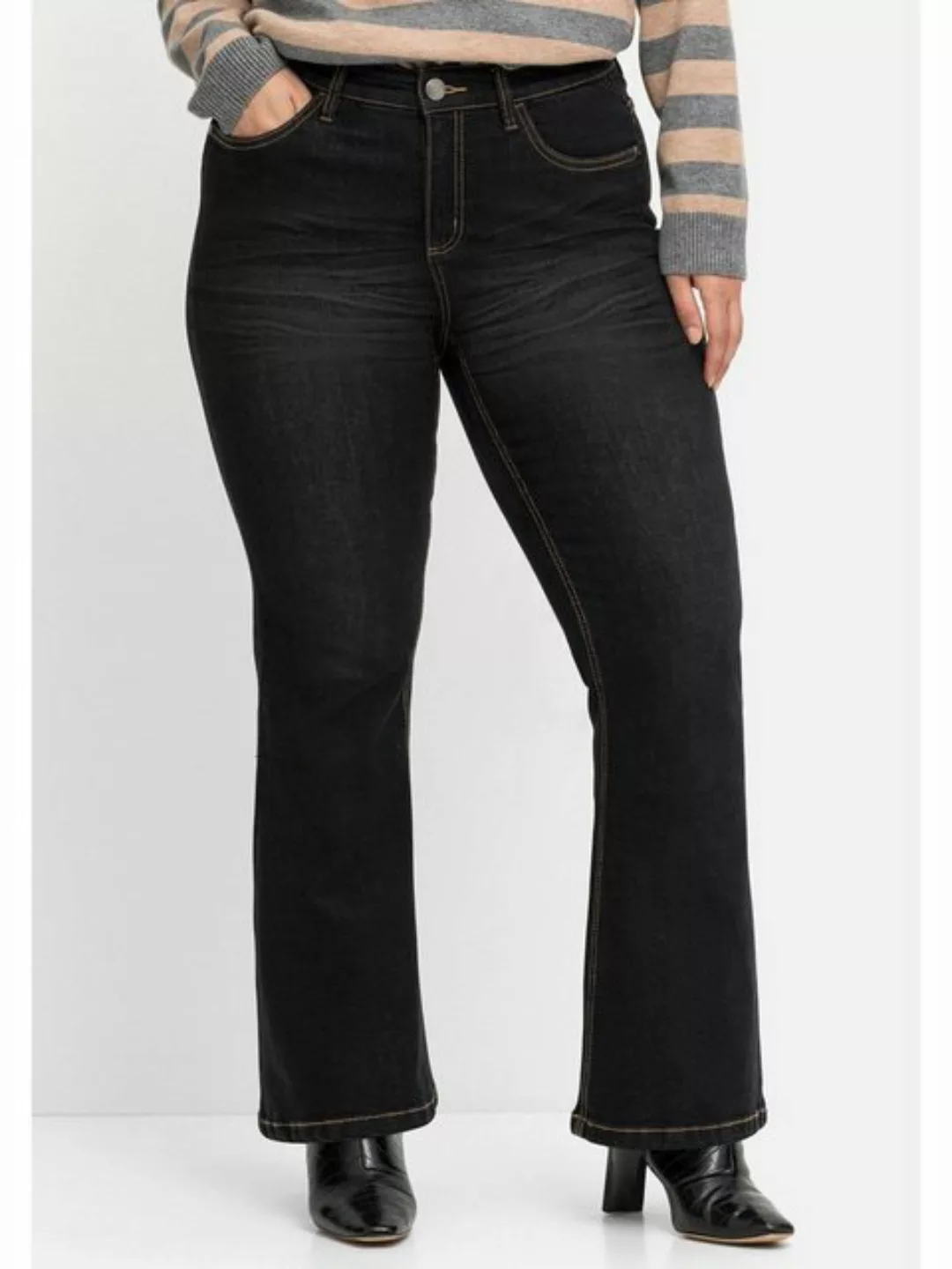Sheego Bootcut-Jeans Große Größen mit Used-Effekten, extralang günstig online kaufen