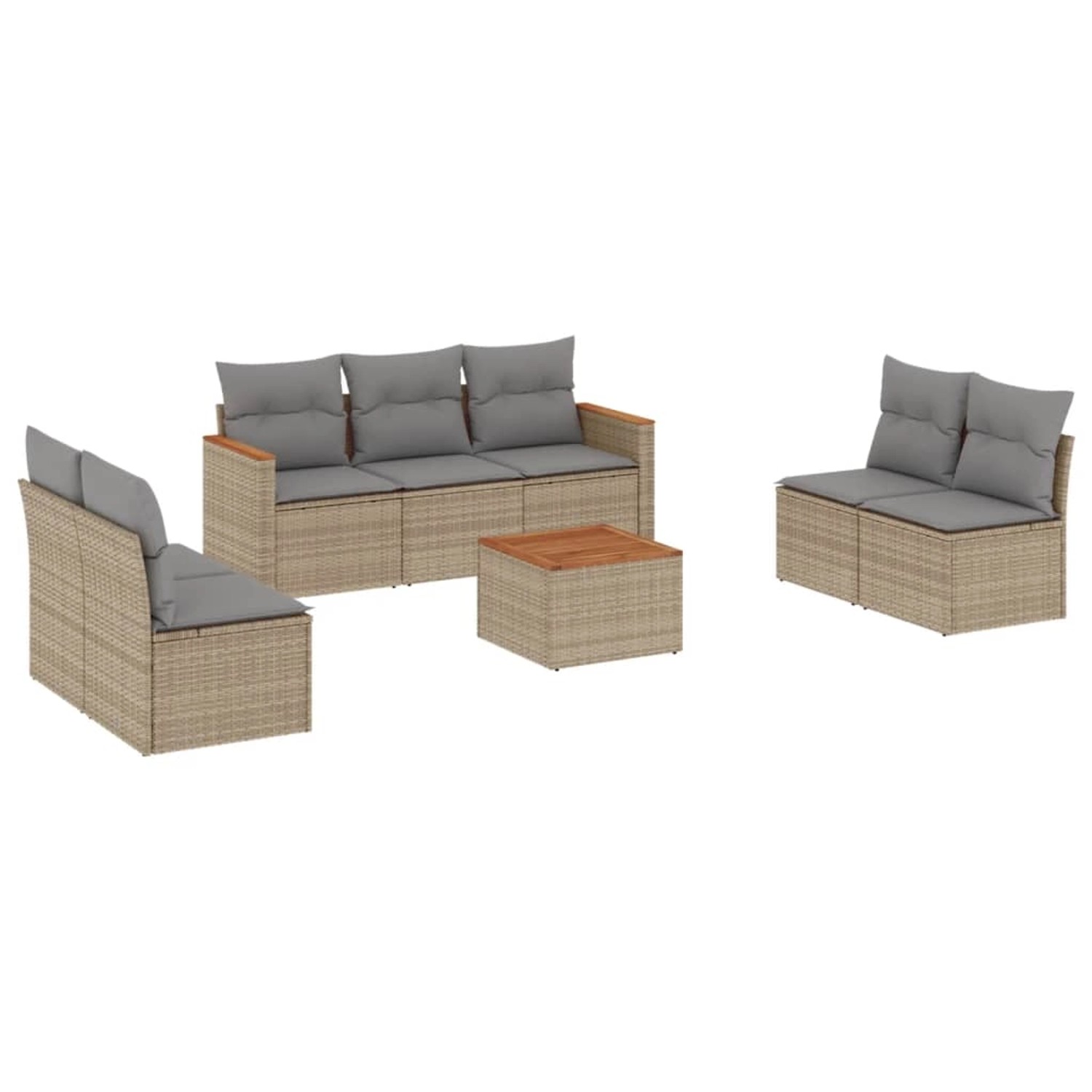 vidaXL 8-Tlg Garten-Sofagarnitur mit Kissen Beige Poly Rattan 3258286 günstig online kaufen