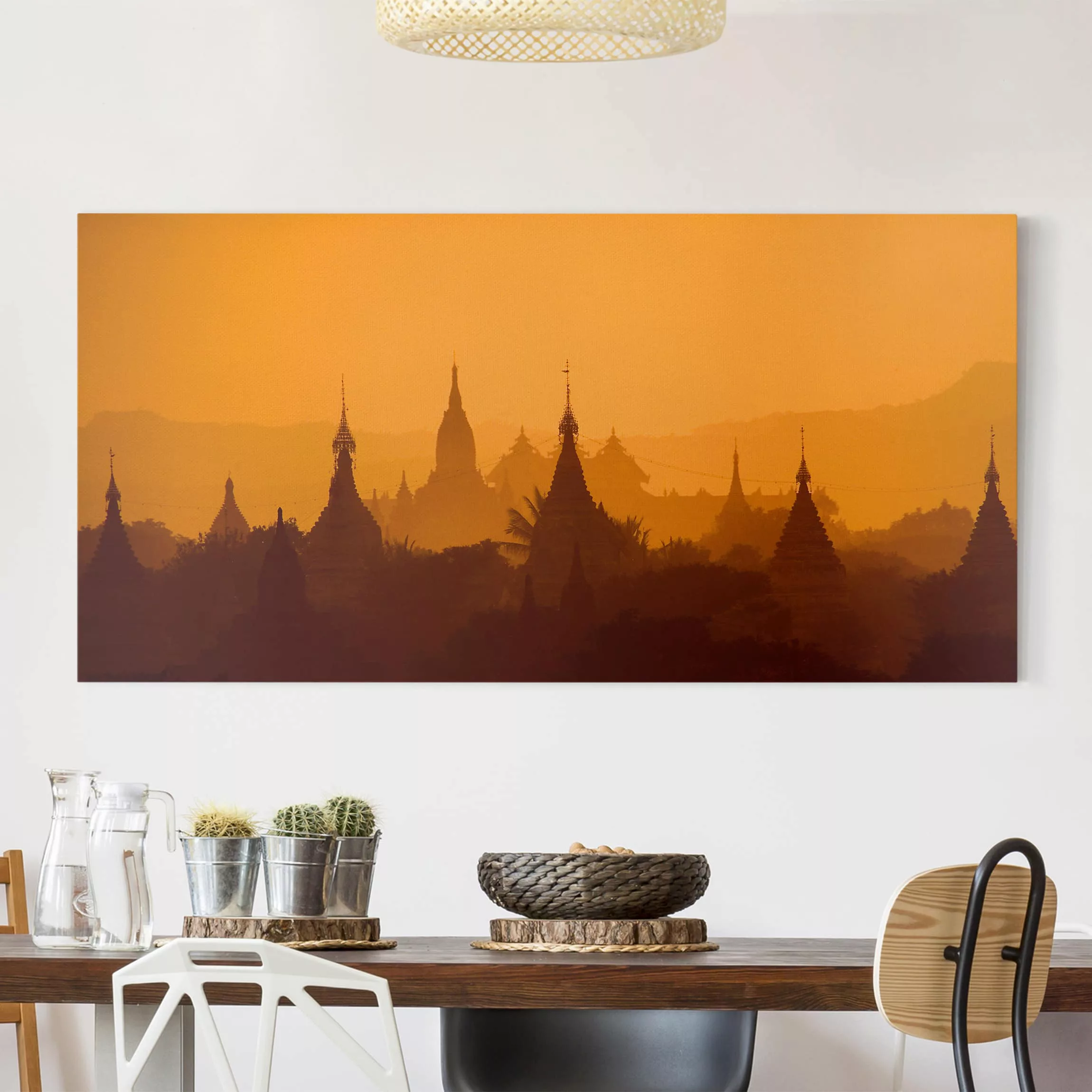 Leinwandbild Architektur & Skyline - Querformat Tempelstadt in Myanmar günstig online kaufen