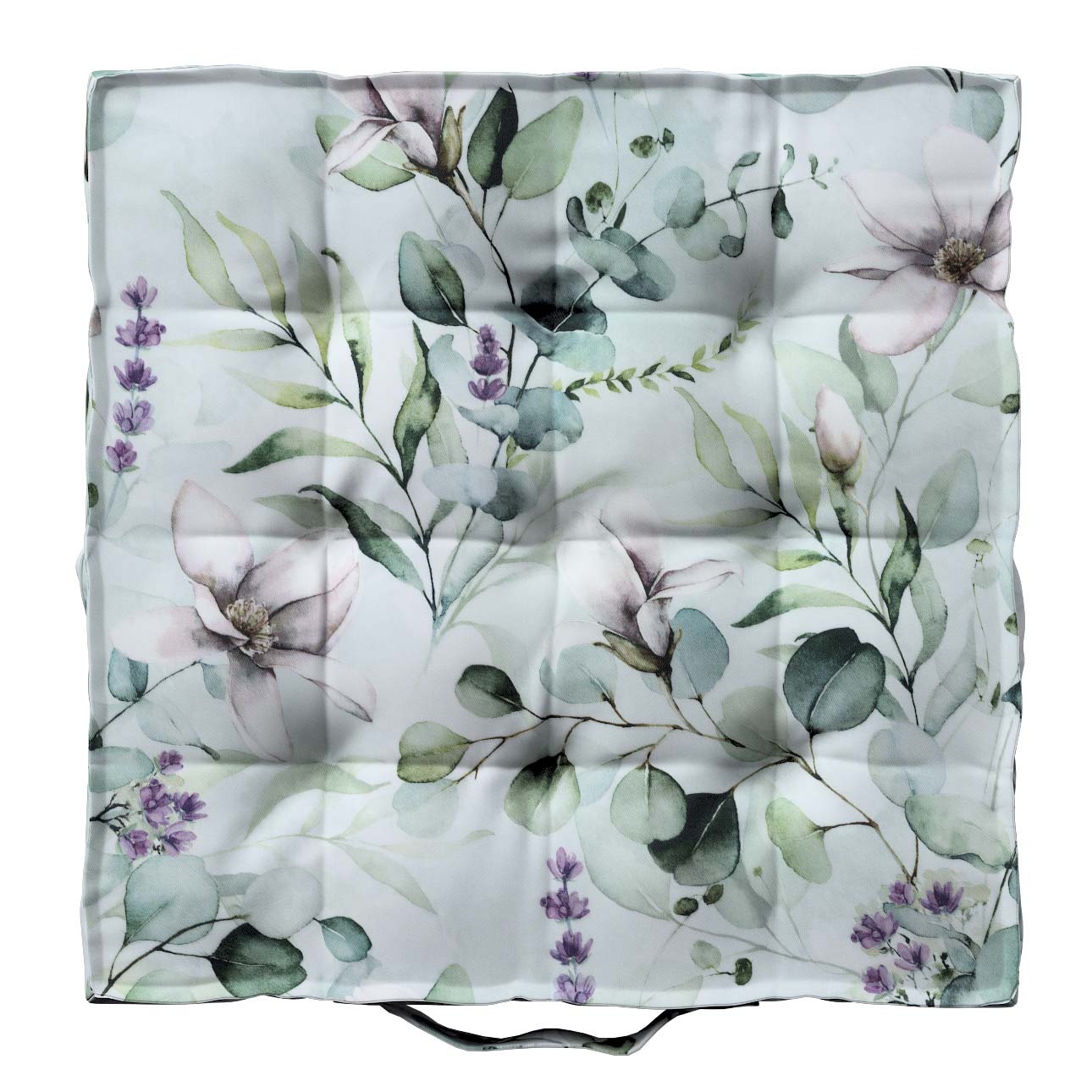 Sitzkissen Jacob mit Handgriff, mintgrün-weiß, 50 x 50 x 10 cm, Flowers (14 günstig online kaufen