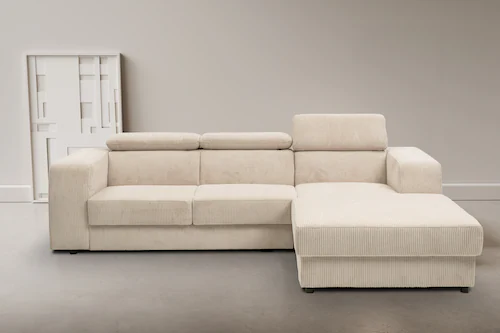 WERK2 Ecksofa Cherry, Ecksofa mit verstellbaren Kopfteilen, Schlaffunktion günstig online kaufen