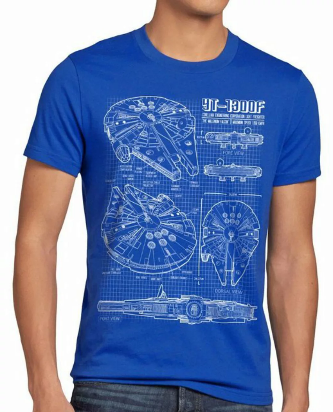 Print-Shirt Herren T-Shirt Millennium Falcon star rasender falke sterne war günstig online kaufen