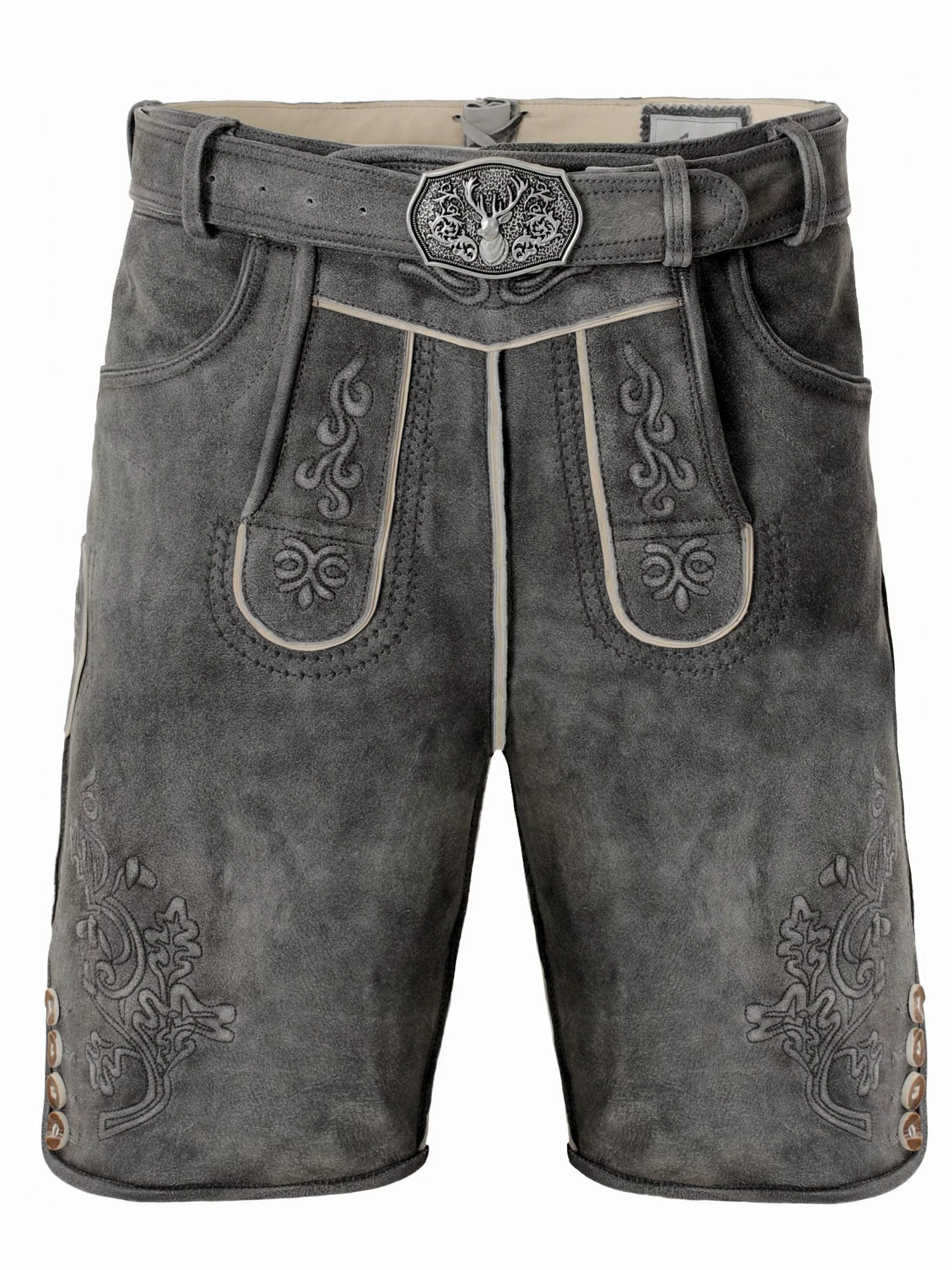 Trachtenlederhose Trachtenlederhose kurz Oswald grau (2-tlg) günstig online kaufen