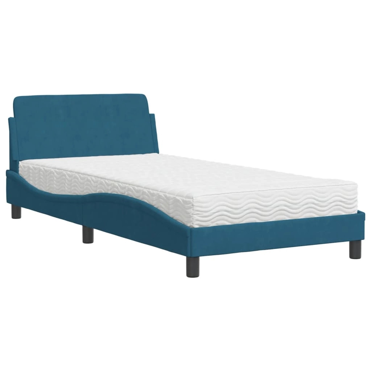 vidaXL Bett mit Matratze Blau 100x200 cm Samt Modell 12009989 günstig online kaufen