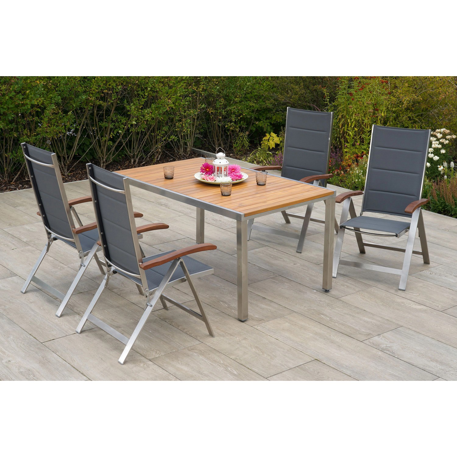 Merxx Ferrara Set 5-tlg. 4 Klappsessel Gartentisch 150 x 90 cm günstig online kaufen