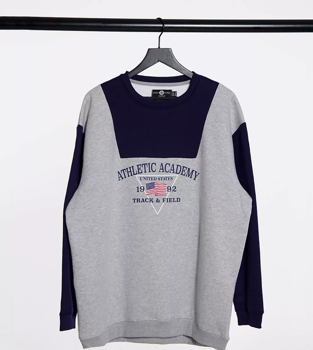 Daisy Street Plus – Oversize-Sweatshirt mit „Athletic Academy“-Print und Fa günstig online kaufen